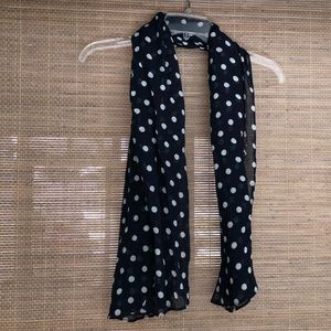Navy Blue and White Polka Dot Scarf